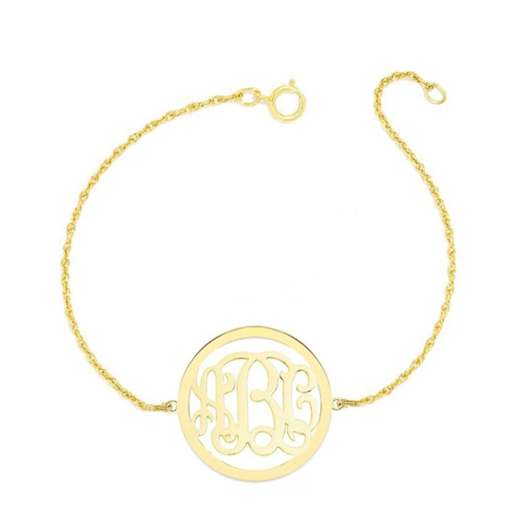 Personalized Gold Monogram Bracelet 1 Custom 3 Initials Link Bracelet