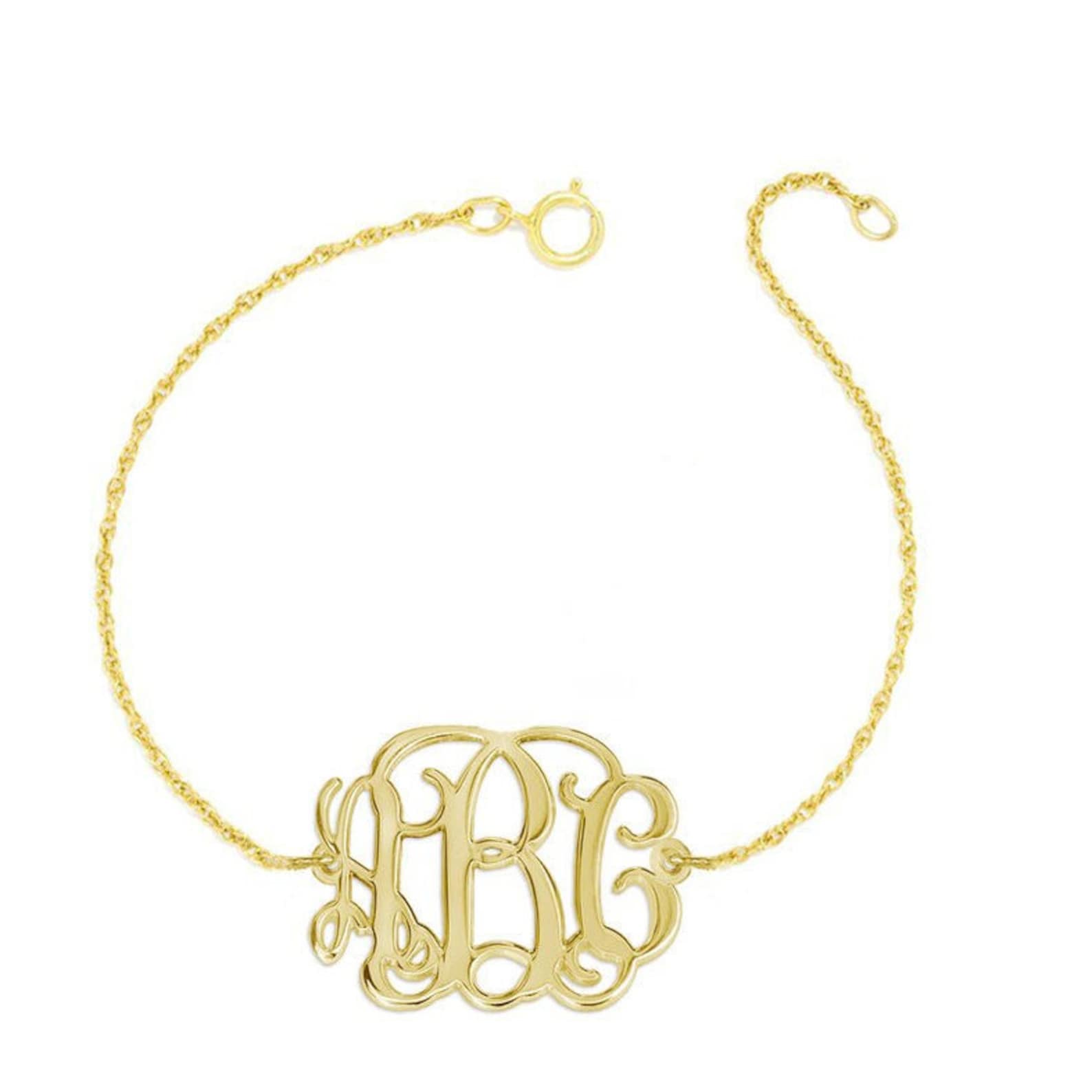 Personalized Gold Monogram Bracelet 1 Custom 3 Etsy