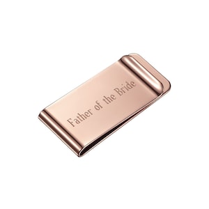 Personalized Money Clip in 18k Rose Gold Plated 925 Sterling Silver, Custom Engraved Money Clip , Best Father&#39;s Gift NICKEL FREE