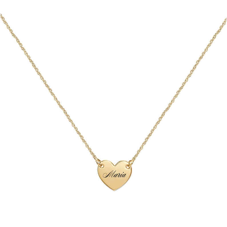 18k Yellow Gold Plated 925 Sterling Silver NICKEL FREE Personalized Jewelry Personalized Heart Tag Necklace Any Fonts Any lettering