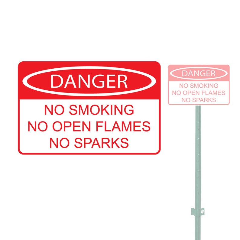 OSHA Danger Sign - NO Smoking NO Open Flames NO Sparks, 14x10 Inch Rigid Plastic Sign, Black/Red On White