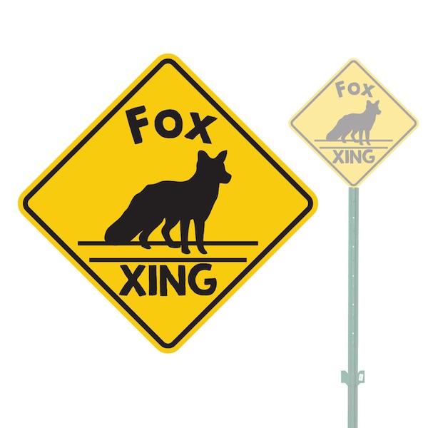 Fox Crossing Animal Heavy Duty Aluminum Warning Parking Sign 11" x 11"