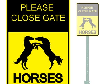 Please Close Gate Horses Heavy Duty Aluminum Warning Parking Sign 10" x 15"