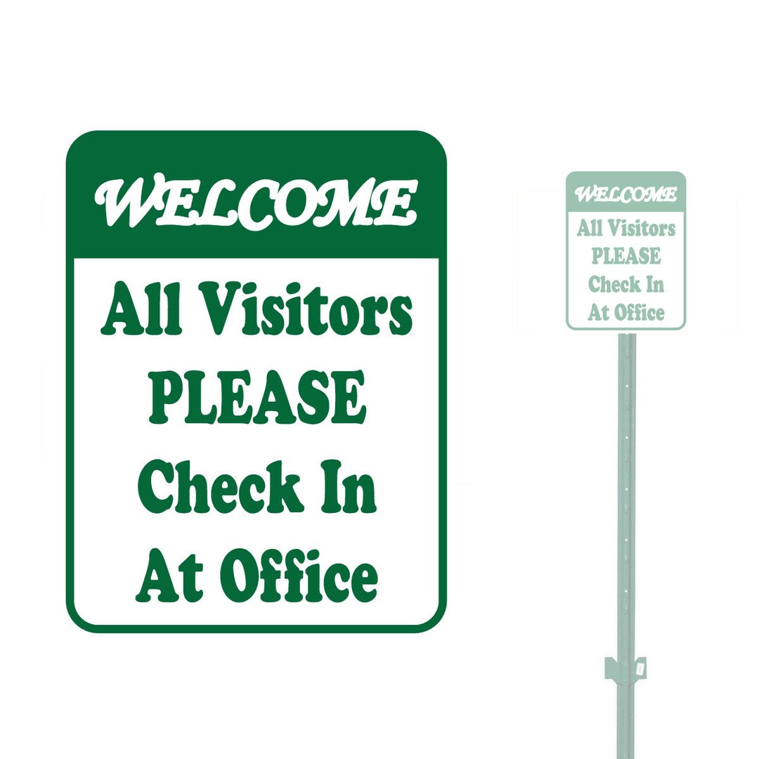 Visitor Check In Sign 9x12 Welcome All Visitors Please Check in at Office Heavy Duty Aluminum ...