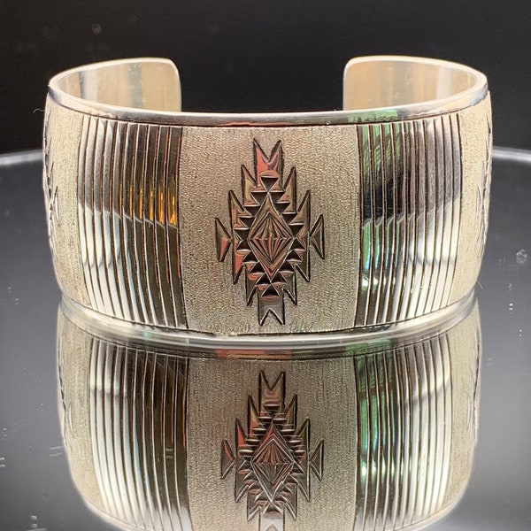 Tahe Native American Sterling Silver Cuff Bracelet