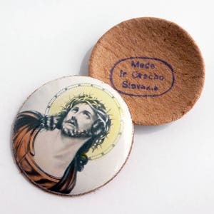 4 camafeos religiosos antiguos, cúpula de cartón, Jesús, Checoslovaquia, década de 1940 - 23 mm - I4.16