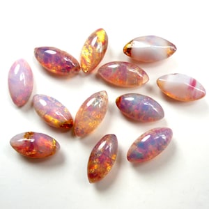 8 or 16 vintage pink harlequin fire opals, Navette - 10x5mm and 15x7mm - B27
