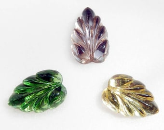 Piedra de cristal vintage con forma de hoja, cristal alemán, 3 COLORES - 16 x 11 mm - C79