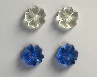 6 Vintage Frosted Flower, Leaf or Shell Cabochons, Foiled Flat Back, Czechoslovakia - 4 Sizes - M11.1
