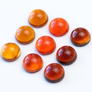Vintage Czech Glass Cabochons: Orange & Topaz Silver Foiled (9mm)