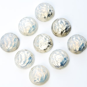 4 or 6 Vintage textured white opal stones, hollow foiled back, 13mm and 20mm - F50.2