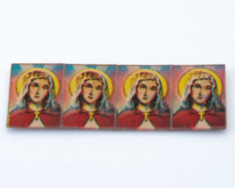 Imágenes lenticulares antiguas de Jesús y María – década de 1980 (16 x 12 mm) - F14.N048 imagen 2