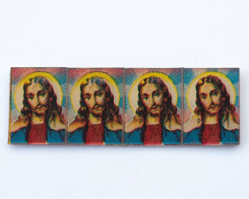 Imágenes lenticulares antiguas de Jesús y María – década de 1980 (16 x 12 mm) - F14.N048 imagen 3