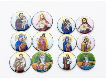 Vintage Religious Enamel Medallion: DOUBLE Sided Saint Plaque (20/23mm) (one piece) - L.05
