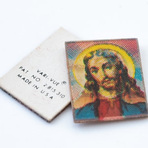 Imágenes lenticulares antiguas de Jesús y María – década de 1980 (16 x 12 mm) - F14.N048 imagen 5