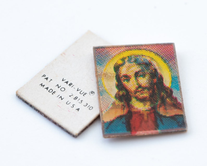 Imágenes lenticulares antiguas de Jesús y María – década de 1980 (16 x 12 mm) - F14.N048 imagen 5