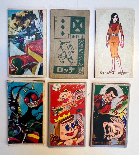 Vintage Japanese Menko Cards -1970s - Anime & Tokusatsu Heroes