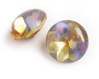 Vintage glass opals, Yellow Dragon's Breath - 60ss - (14.2-14.5mm) -(1pc)- E28.1