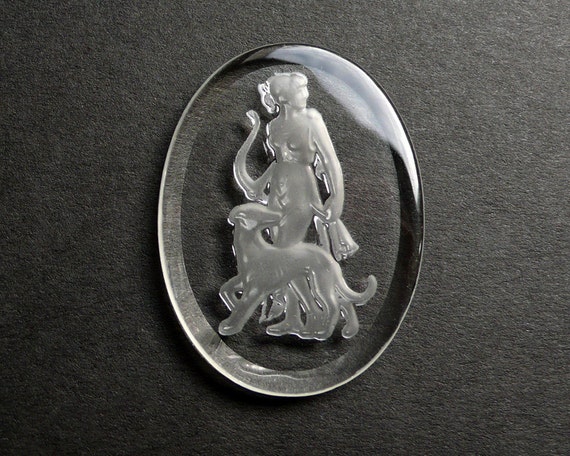 Vintage Glas Kamee Gottin Diana Artemis Ruckseitig Etsy