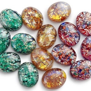 10 Vintage Czech glass opal cabochons - 3 COLORS - oval - 10x8 mm - B31.1