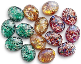 10 Vintage Czech glass opal cabochons - 3 COLORS - oval - 10x8 mm - B31.1