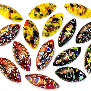 8 Mosaic Millefiori glass stones- 3 COLORS - 15x7 mm - Navette- D36.1