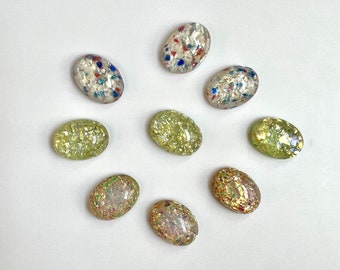Vintage Japanse glasbrandopaal cabochons - 3 KLEUREN - ovaal - 18 x 13 mm - B43.2