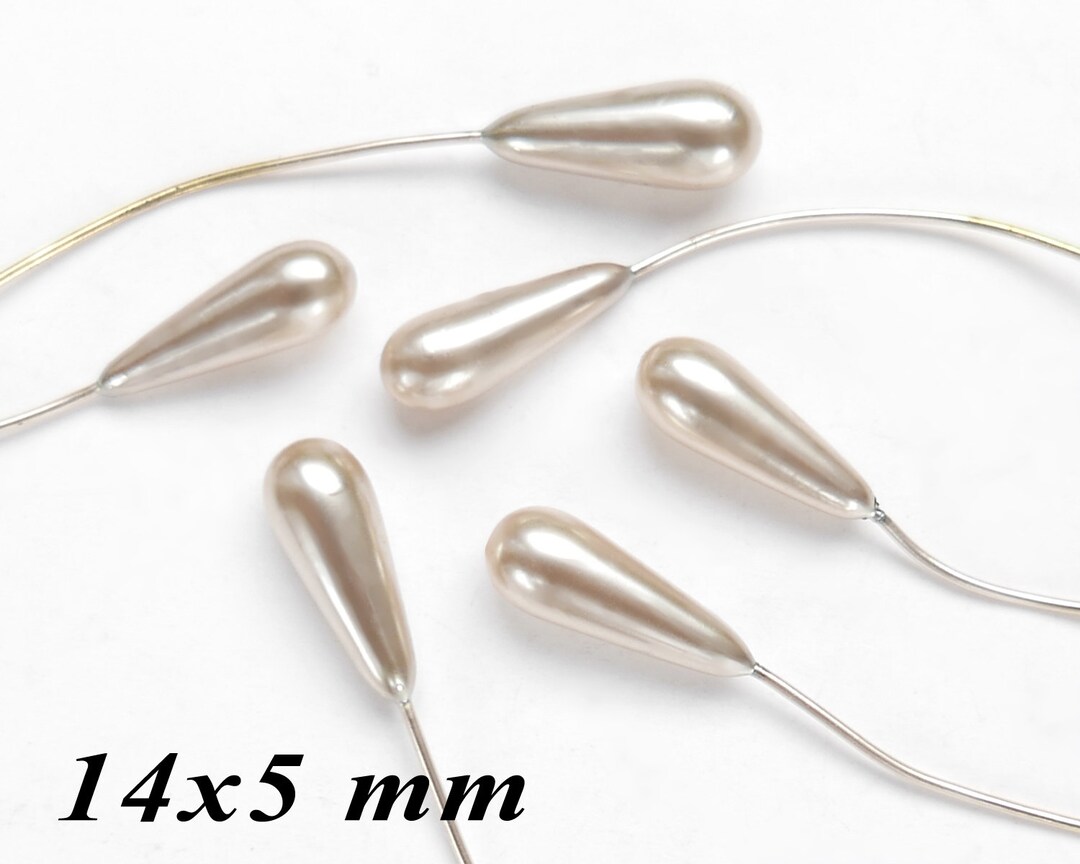 8 Vintage 1950s Czech Handdipped Pearls Teardrop 14 X 5 Mm E28.13 Etsy