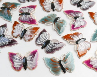 Vintage enamel  Butterflies - 4 COLORS - 26x20 mm - E15.12