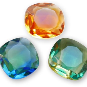 2 or 6 Vintage two toned glass stones, 3 COLORS, un-foiled point back - 18x18 mm - C40