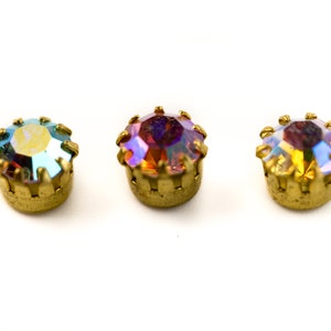 12 van 36 vintage Swarovski Aurora Borealis-stenen met kroon - 3 KLEUREN - 30 SS (6 mm) - C15