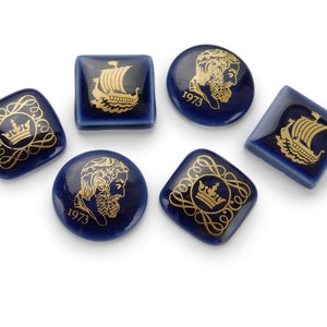 3, 10, 12 or 13 Vintage Royal Copenhagen hand painted porcelain cameos - Swank cufflink components - I01.2