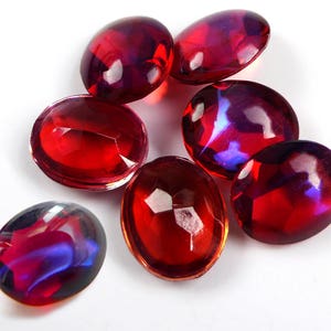 6 Vintage Mexican Opals, Dragon&#39;s Breath, glass, dark alexandrite - oval - 8 x 6 mm - E27.5
