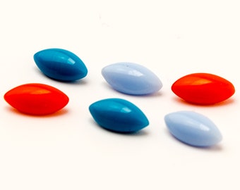 Navette vintage allemande en verre opaque à plateau lisse - 3 COULEURS - 10 x 5 mm (24 pièces) G27.4
