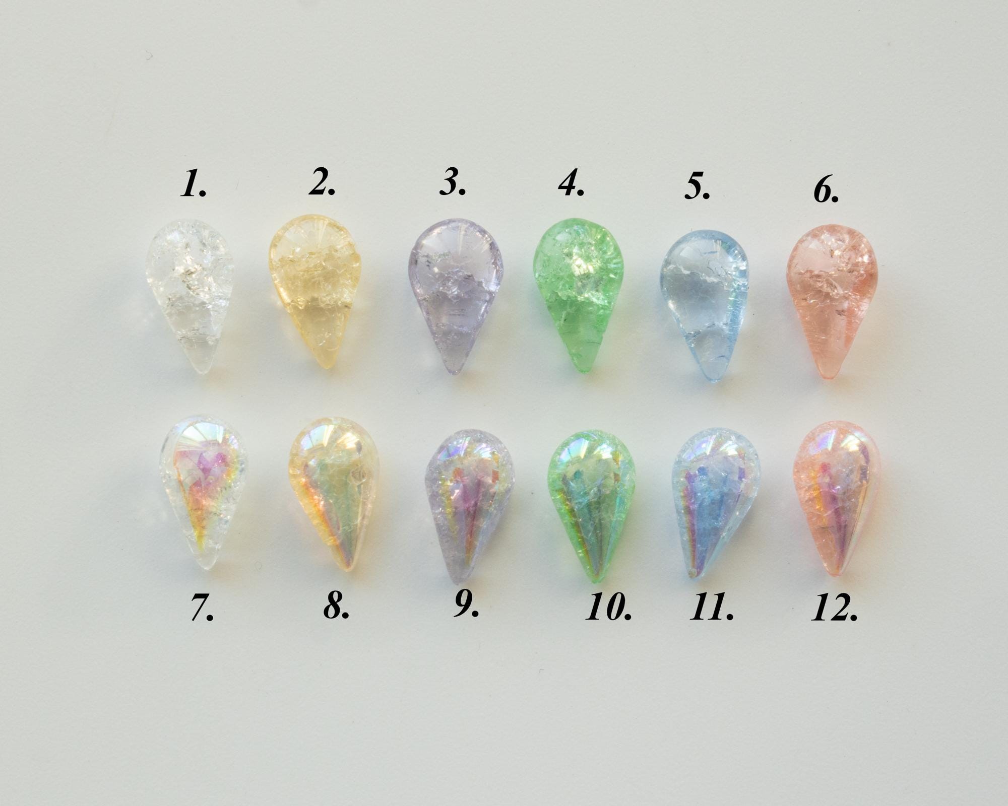 ヴィンテージクリスタルつらら（AB）ストーン - 12色 - 13 x 8 mm