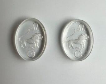 2 vintage German astrology sign cameo, intaglio print - 18 x 13 mm - Leo - E17.N013.1