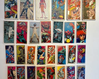 Cartas Menko japonesas vintage - Años 70 - Héroes de anime y tokusatsu - (lote mixto de 6 piezas) H8.1