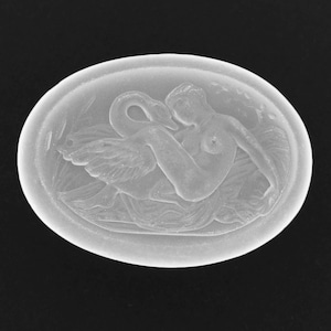 1 Vintage Frosted Glass Cameo - 30x22 mm - 3 designs - oval - E13.2