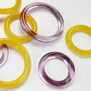 Vintage Art Deco glass hoops, jewelry components - 1 COLOR - 2 SIZES - M32