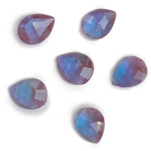 1 or 6 vintage faceted sapphire stones - pear - 7 x 5 mm - C52