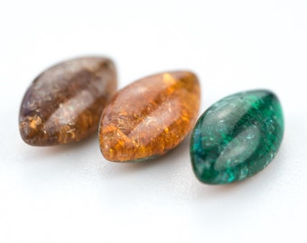 Pierres de verre vintage - 15 x 7 mm Navette - 3 COULEURS