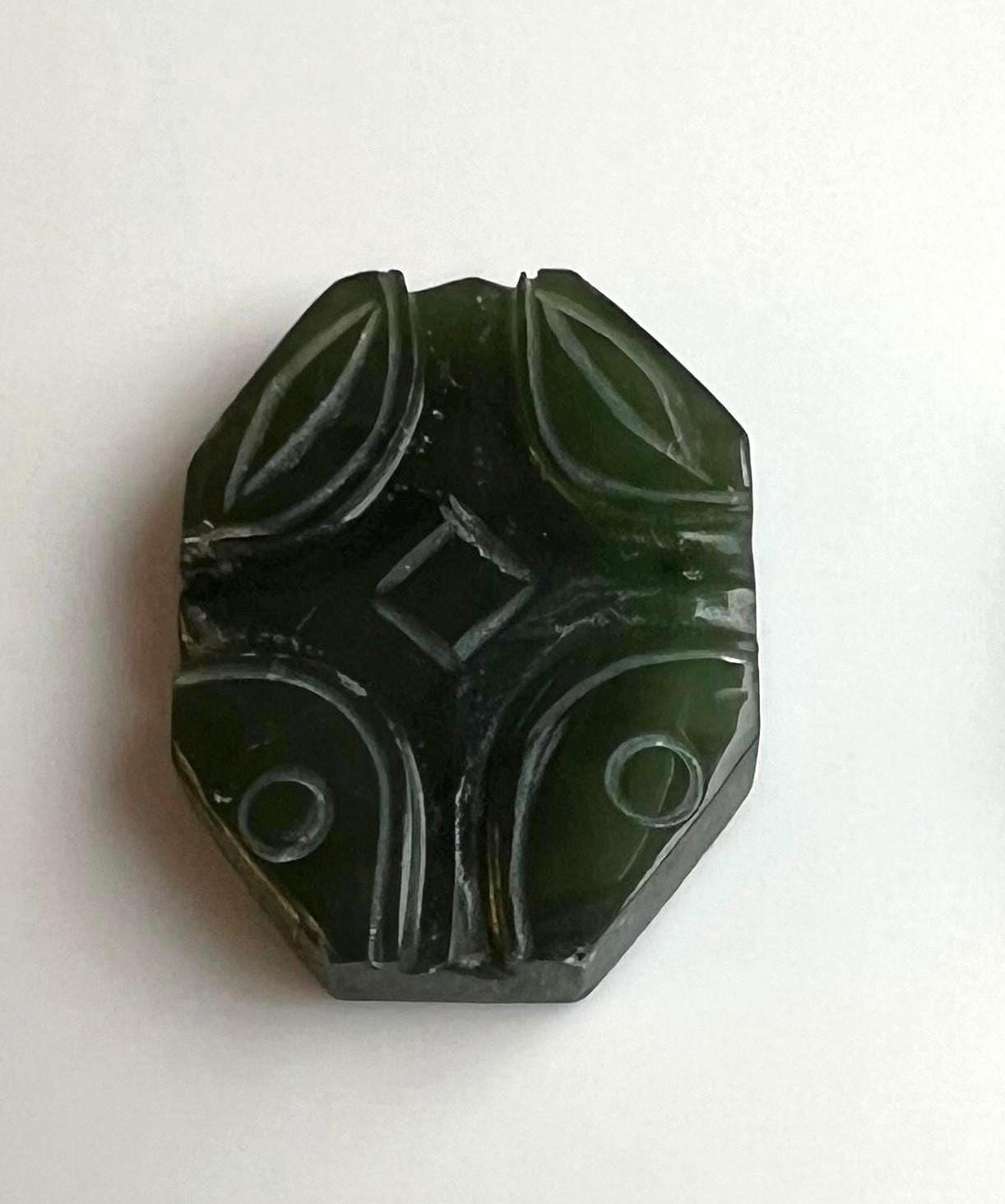 ヴィンテージ翡翠彫刻カボション - 20 x 15 mm - (2個) - M21 - Etsy 日本