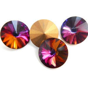 4 vintage Swarovski Rivoli crystal rhinestones, art 1122 - volcano - 14 mm - C28.3