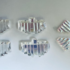 4 Vintage Art Deco Crystal (AB) skyscraper stones, stacked baguette - 30x20mm and 16x13mm - E18