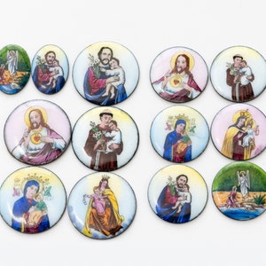 Vintage religious enamel real glass single sided medaillons - 6 designs - 3 sizes - L.06