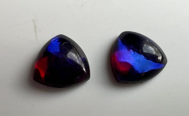 Vintage Dragon's Breath Glass Opals: Dark Alexandrite Triangle ...