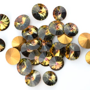 4 or 12 vintage Swarovski crystal rivoli stones, art. 1122 - color Tabac - 14 mm and 16 mm - C28.N031