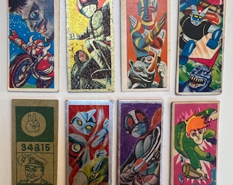 Vintage Japanese Menko Cards -1970s - Anime & Tokusatsu Heroes