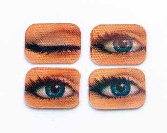 2 lentilles Pop Art vintage des années 60 avec oeil magique en forme de lentille - 16 x 12 mm - F14.N026