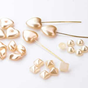 Vintage Bohemian Glass Pearl Heart Cabochons: Czech Hand-Dipped Beads -J25